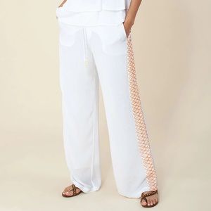 Hale Bob Lisa Embroidered Orange Pant New With Tags